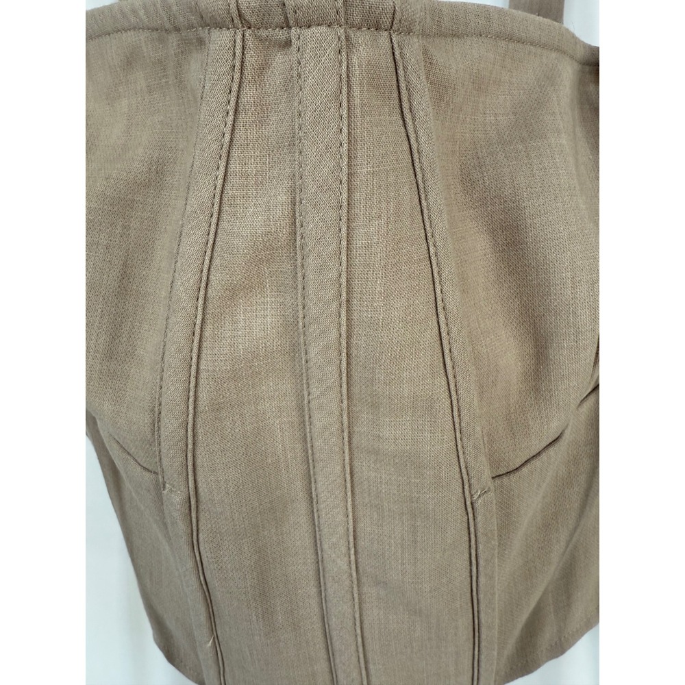 PrettyLittleThing Shape Stone Woven Strappy Tan Coquette Corset Tank Top Size 10 - Picture 2 of 10
